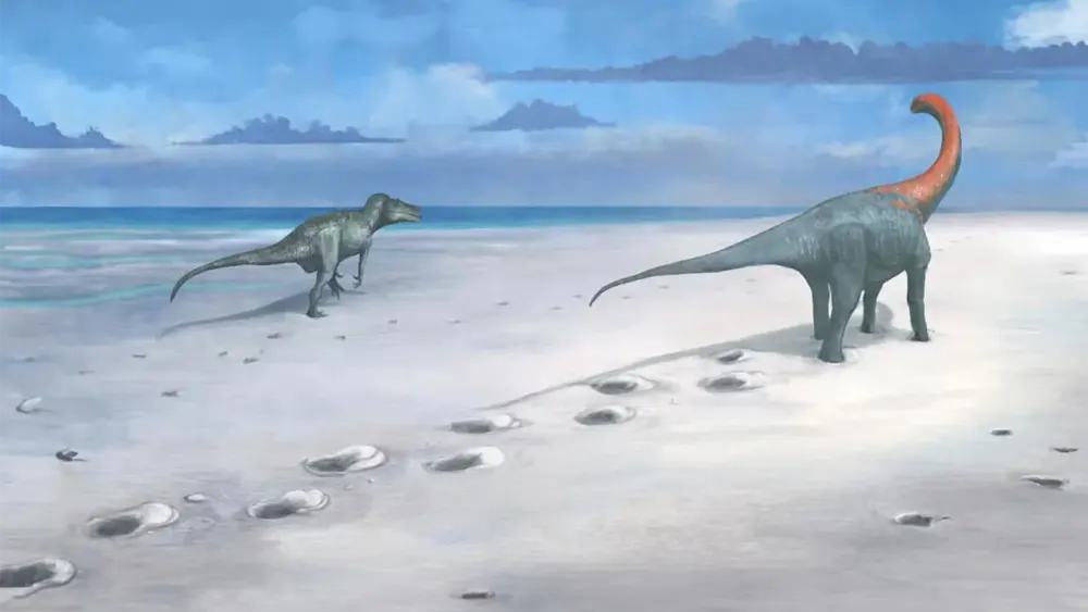 Pegadas de dinossauros encontradas no Reino Unido